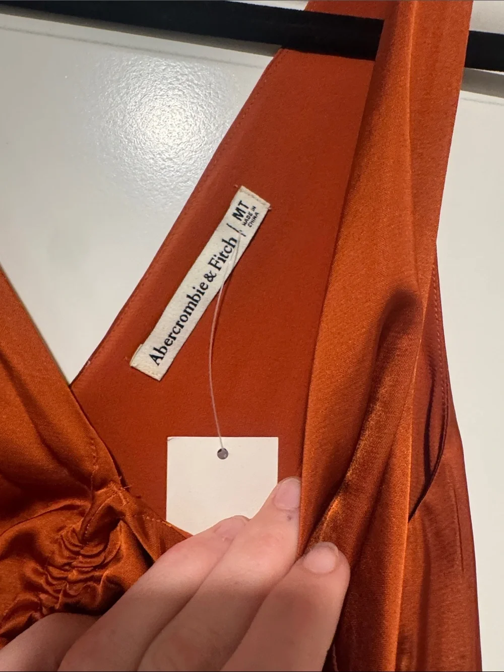 Abercrombie & Fitch Burnt Orange Satin Maxi Dress